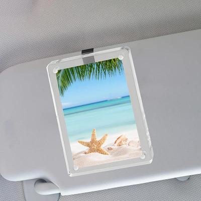 Car Sun Visor Photo Holder, Acrylic Magnetic Personalized Photo Holder For Adding Family Or Personal Photos Interior Decoration