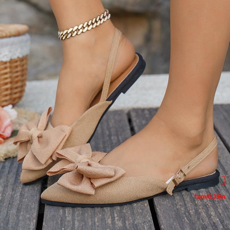 Summer Flat Bow-Tie Headband Sandals 2025 New Style Plus Size Pointed Toe Open-Back Sandals for Women
