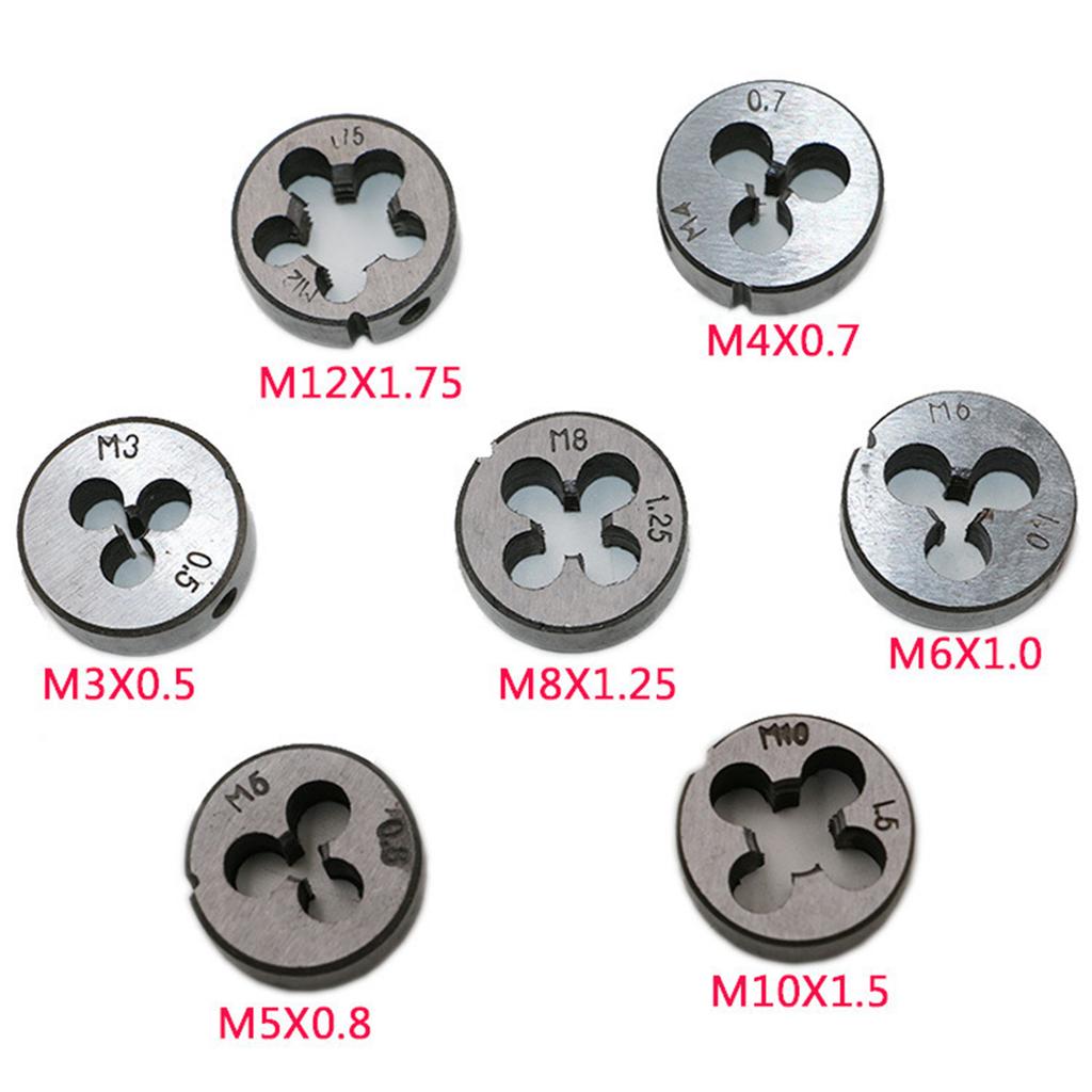 8pcs Metric Tap and Die Set M3/M4/M5/M6/M8/M10/M12 Essential Threading Tool Kit for Cutting External & Internal Threads