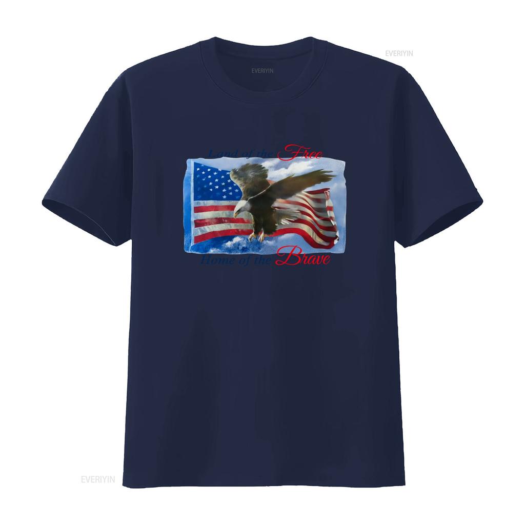 Vintage 90s Land of the Free Home Brave Eagle American Flag 4th July America White T Shirt Size L vintage Washed Soft homme
