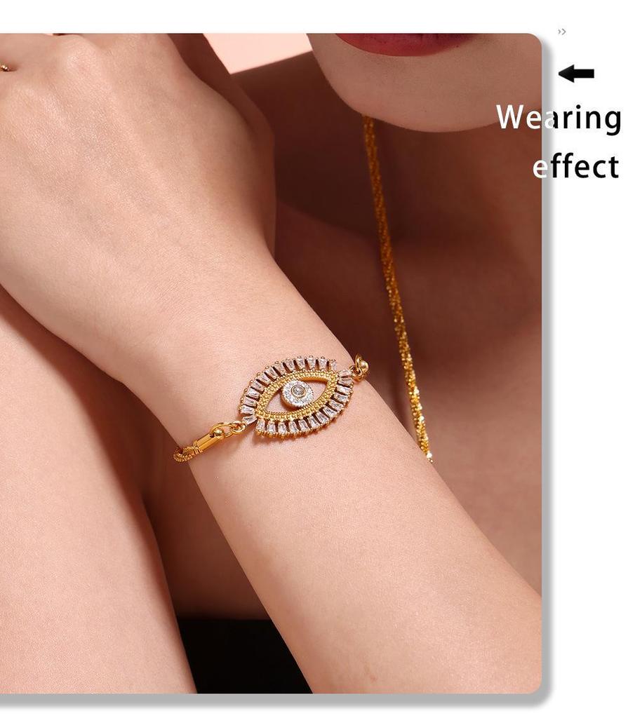 Devil's Eye Zircon Jewelry Set: Micro-Paved Titanium Steel Necklace, Bracelet & Earrings
