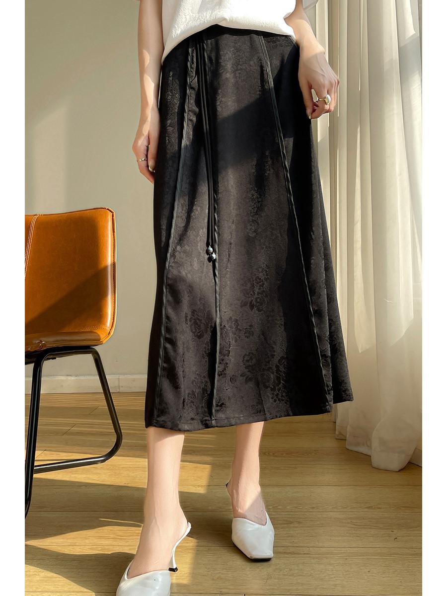 

Юбка Мамянь с высокой талией в ретро китайском жаккардовом стиле с вышивкой и эластичной талией 2XL