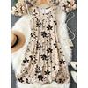 Summer New Style Sleeveless Printed Dress with A Fashionable Loose Round-necked Backless Design