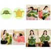 Adorable Green Turtle Plush Pillow Ultra-soft Pp Cotton Stuffed Animal Toy For Kids