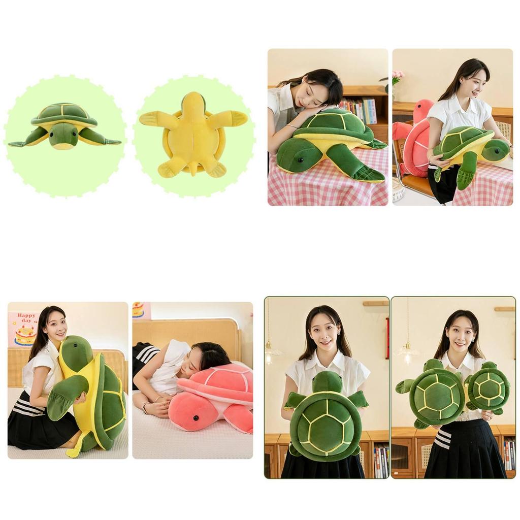 Adorable Green Turtle Plush Pillow Ultra-soft Pp Cotton Stuffed Animal Toy For Kids