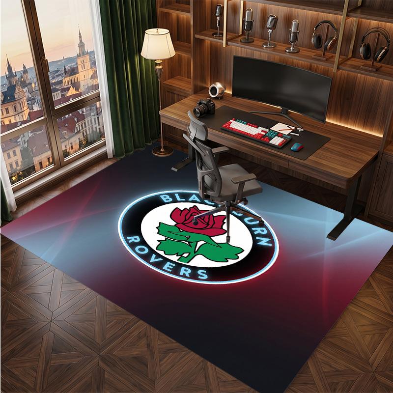 Blackburn Rovers Football Print Crystal Velvet Rug, Comfortable Water Absorbent Non Slip Indoor Floor Carpet