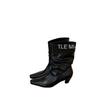 French pointed toe wedge short boots women's 2025 autumn and winter retro pleated piled boots slim short boots