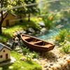 3D Printed Vintage Wooden Boat Model Rustic Old Fishing Ship Figurine for Display Shelf Nautical Decor for Fisherman Hobbyist Gift