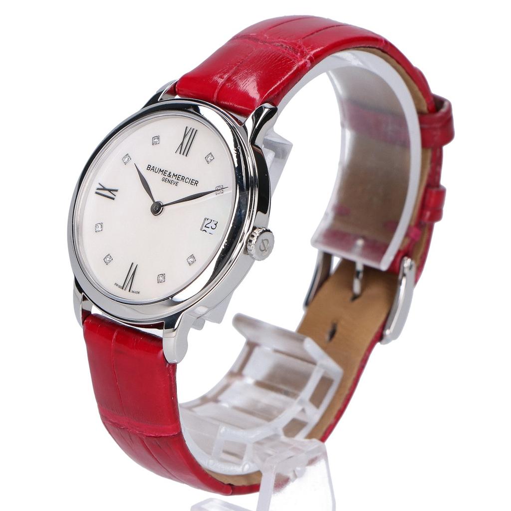 Baume&Mercier M0A10543 Classima Diamond Set MOP Quartz Watches Bordeaux Alligator strapUsed