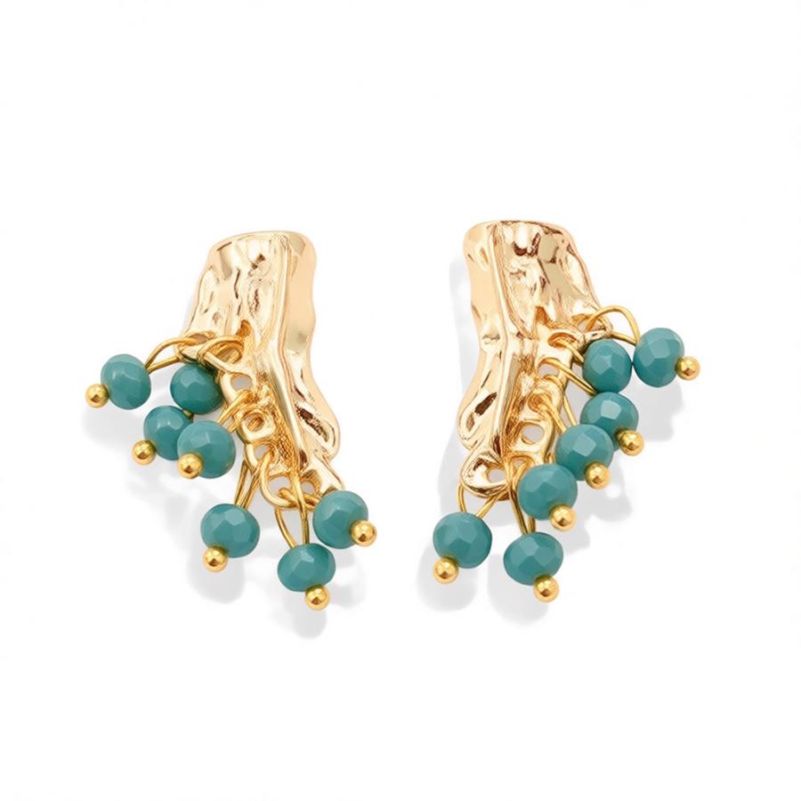 Vintage Silver Needle Tiger Eye Tassel Earrings - High-End Retro Studs with Pleated Design