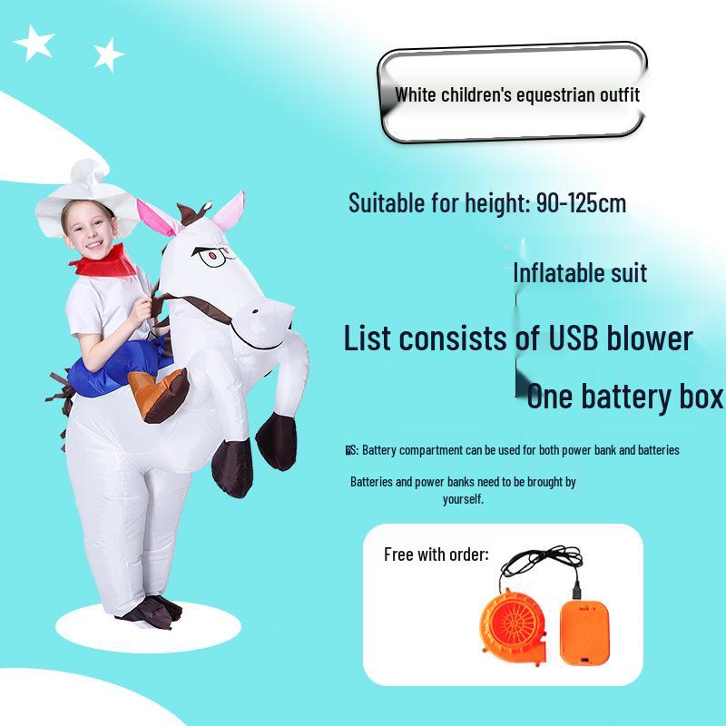 Aufblasbares Cowboy-Kostüm für Erwachsene & Kinder zum Reiten – Lustiger Festival-Performance-Anzug