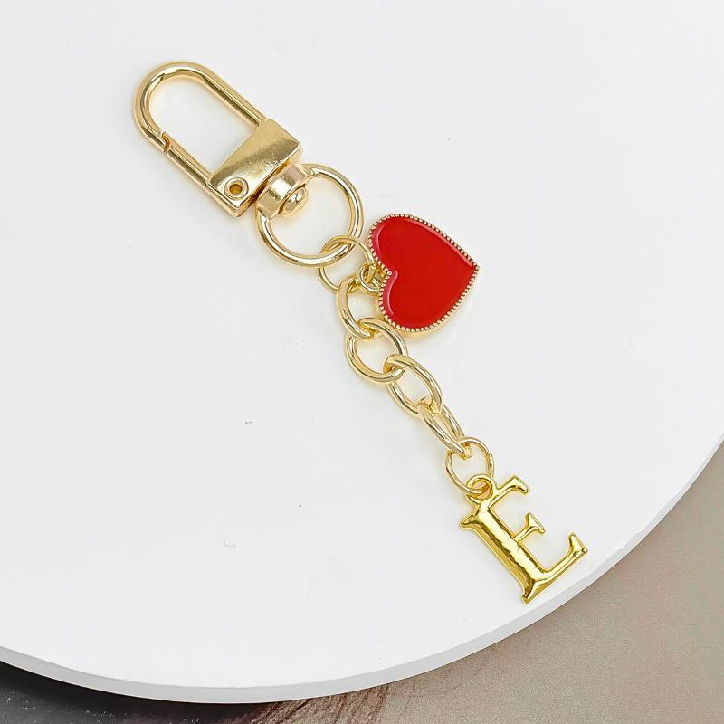 Metal Heart Letter Keychain Fashion A-Z Initial Keyring Charms Car Key Holders Bag Pendant Accessories Valentine'S Day Gift