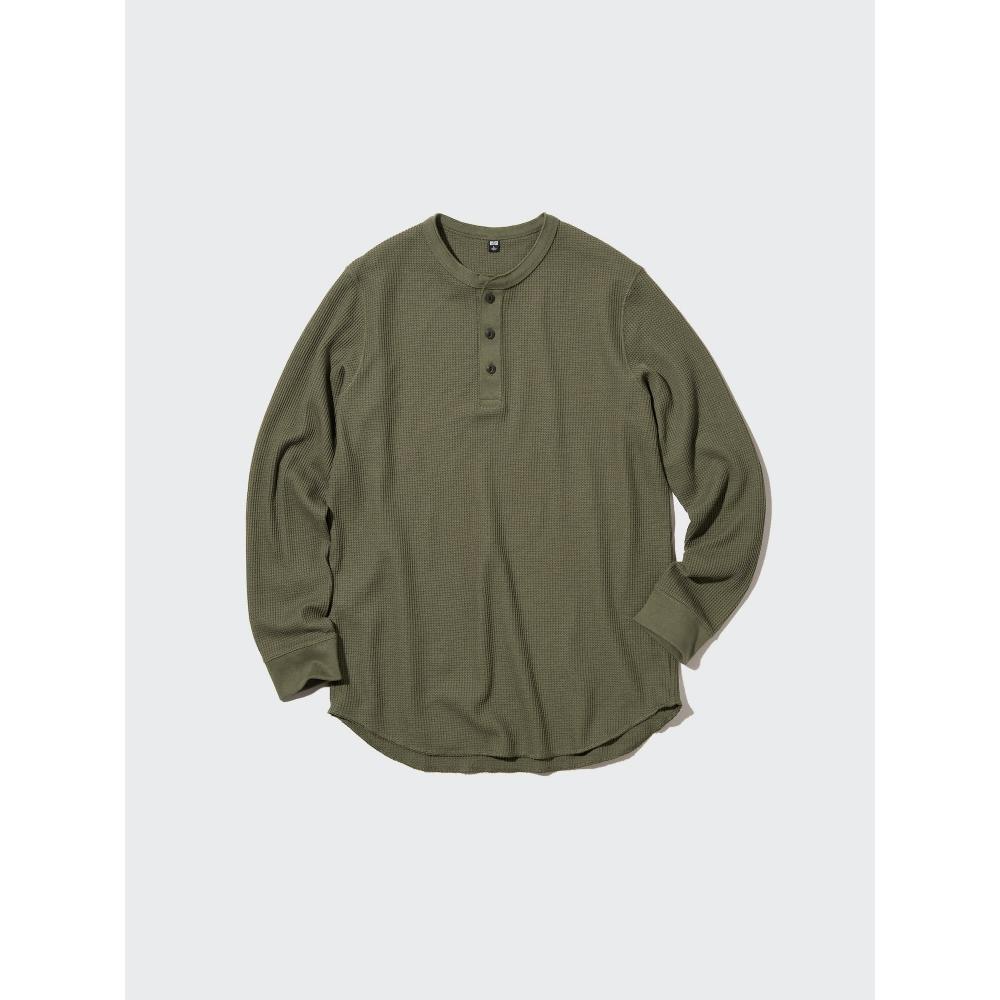 Uniqlo Waffle Henley Neck T  Long Sleeve 