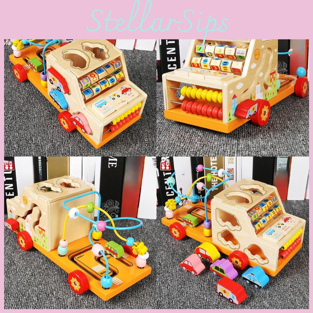 Kid Educational Wooden Learning Car Shape And Pattern Recognition Play Toddler