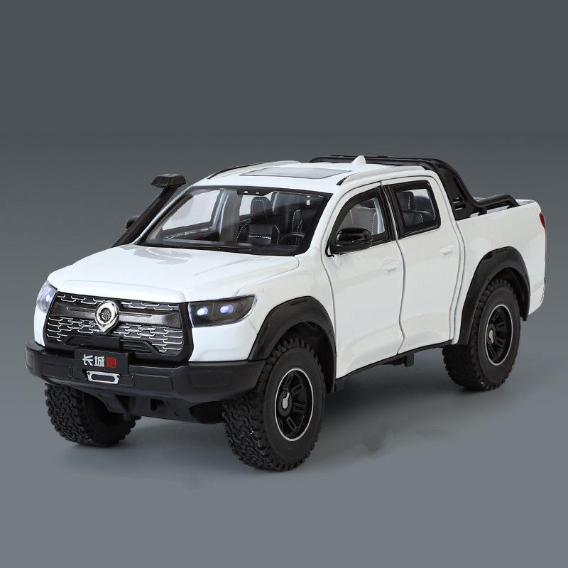 1/24 Great Wall Motor POER Pickup Model de mașină din aliaj din metal turnat sub presiune Vehicule de teren, model de mașină, simulare, lumină sonoră, jucărie pentru copii, cadou