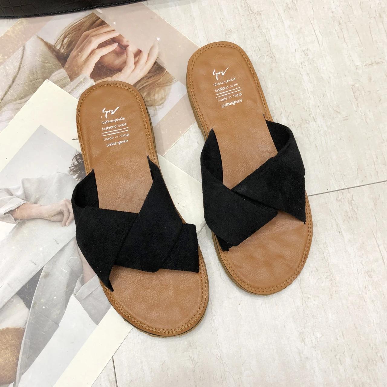 

Новые летние модные элегантные повседневные однотонные замшевые сандалии с круглым носком, легкие тапочки с открытым носком на плоской подошве НЕТ:Ф-15 40