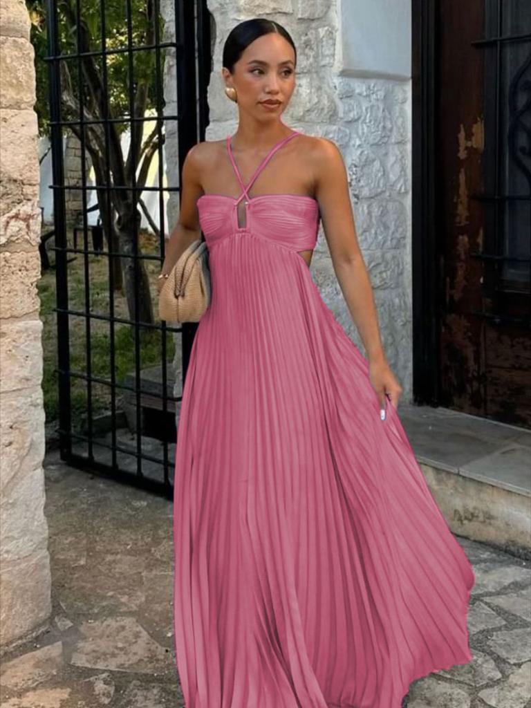 Newest Summer Pure Color Ribbed Sling Camisole Sleeveless Dress
