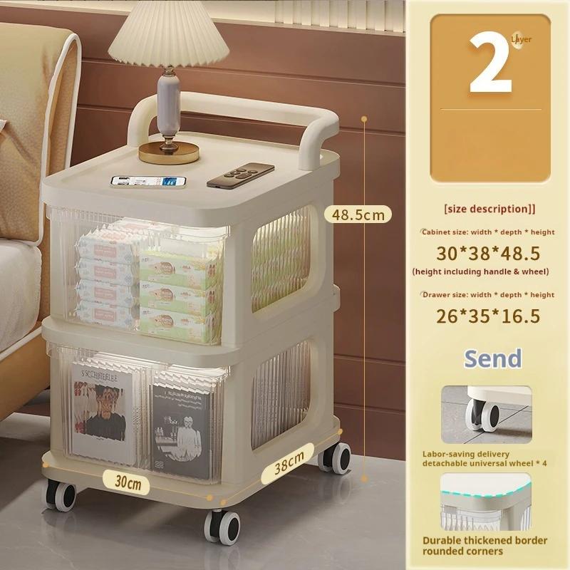 Transparent Multilayer Trolley Storage Shelf Drawer-Type Rolling Storage Cart With Handle Mobile Cosmetics Snack Storage Rack