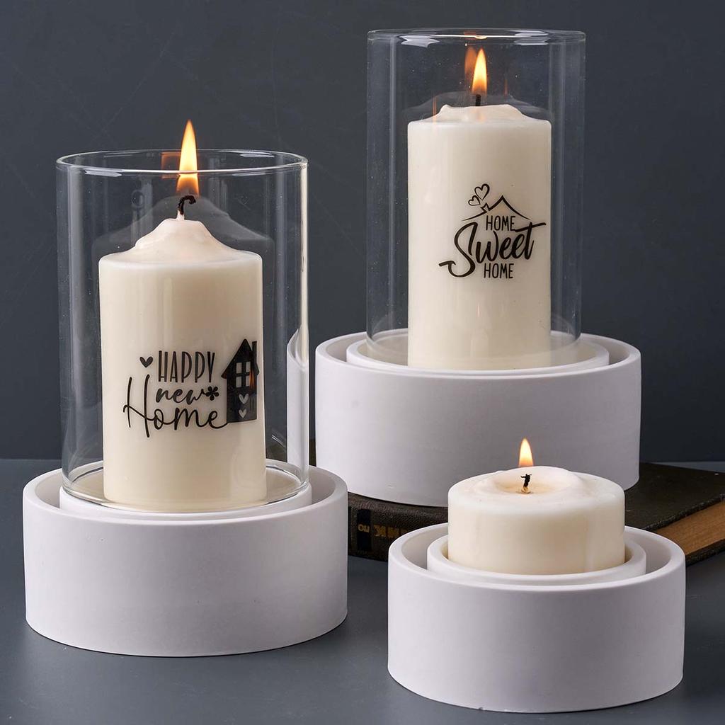 Round Candle Holder Silicone Mold DIY Candles Windproof Candlestick Base Casting Molds Plaster Resin Craft Making Home Decor