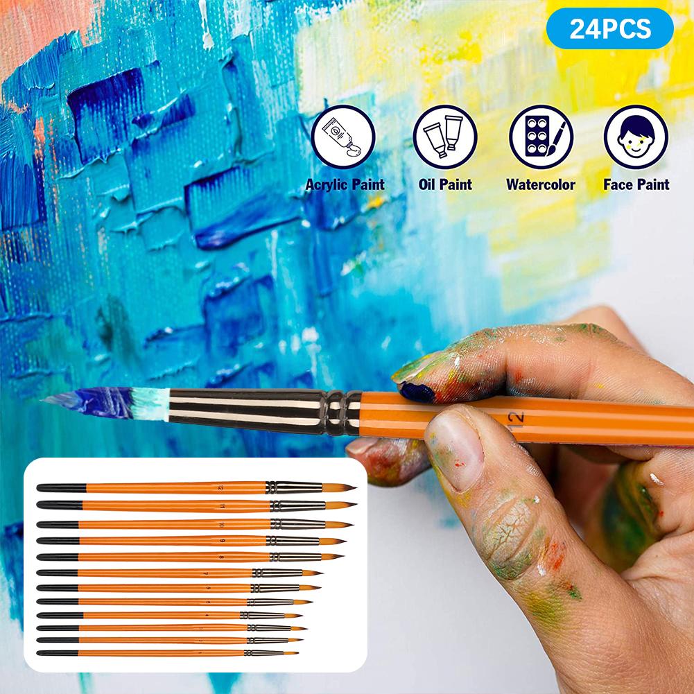 2 Sets Artist Brushes Black Tail Double Color Nylon Wool Watercolor Student Art Painting Tool