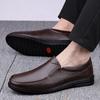 2024 New Genuine Leather Men Casual Shoes Luxury Brand Mens Shoes Breathable Slip On Black Business Formal Shoes