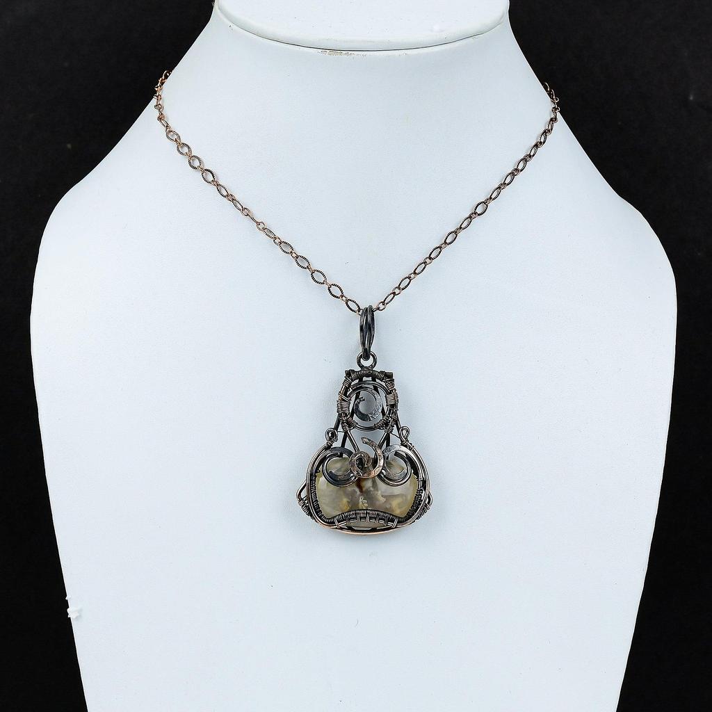 Plume Agate Pendant Copper Wire Wrapped Pendant Natural Gemstone Jewelry Handmade Pendant Copper Wire Jewelry Gift For Her Designer Pendant