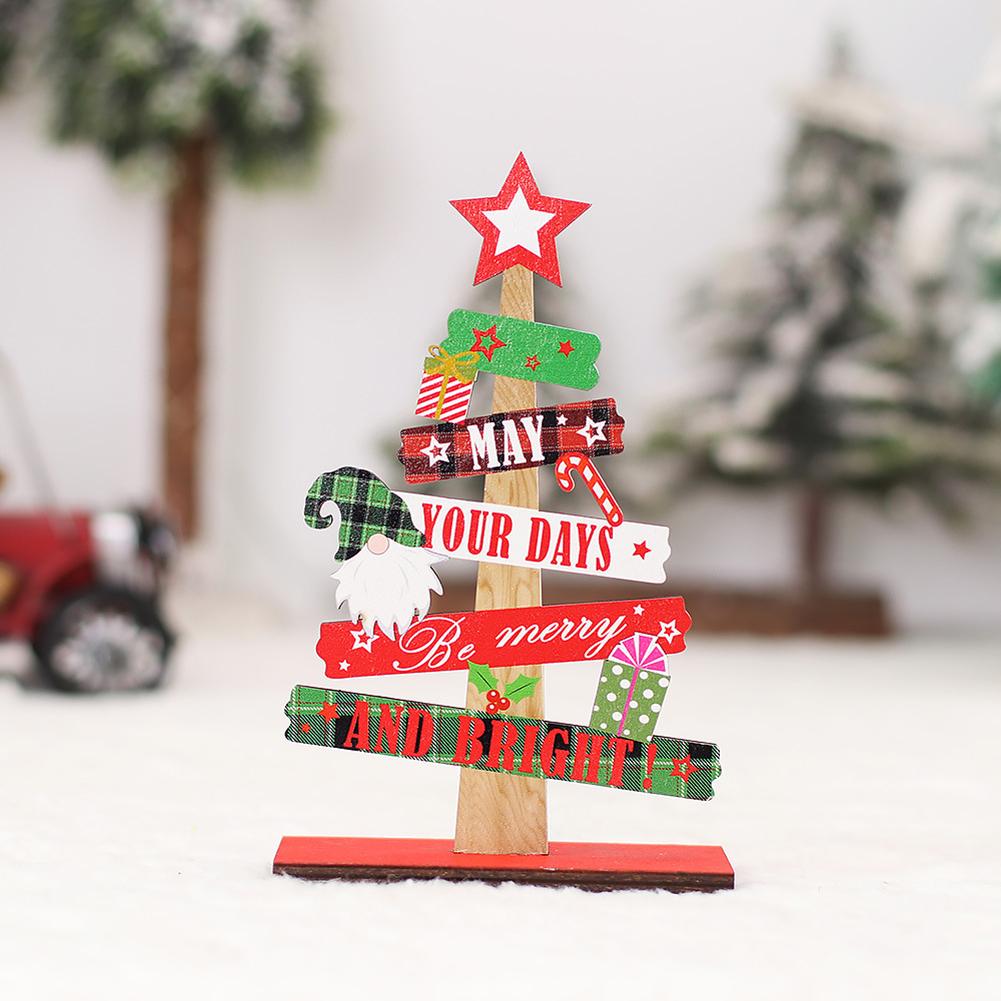 Detachable Christmas Tree Wooden Ornaments Table Top Dress Up Photo Props For Christmas Decoration