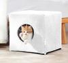 TEXSTEAD Cat Square Pet House Includes Hanging Toy Suitable for Chubby Easy Assembly 40x40x40cm House, Semi-Enclosed Cats, Summer/Winter Use,