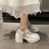 Small Leather Shoes Summer and Autumn New College Style Round Head Thick Heel Retro One-word Buckle Mary Jane Single Shoes Women