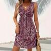 2025 Spring/Summer European & American Twist Knot Leopard Print Women's Dress