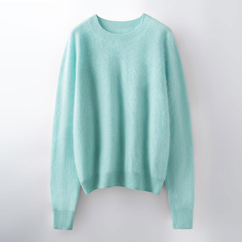 Cozy Autumn/Winter Women's Wool-Blend Brushed Round Neck Long Sleeve Sweater