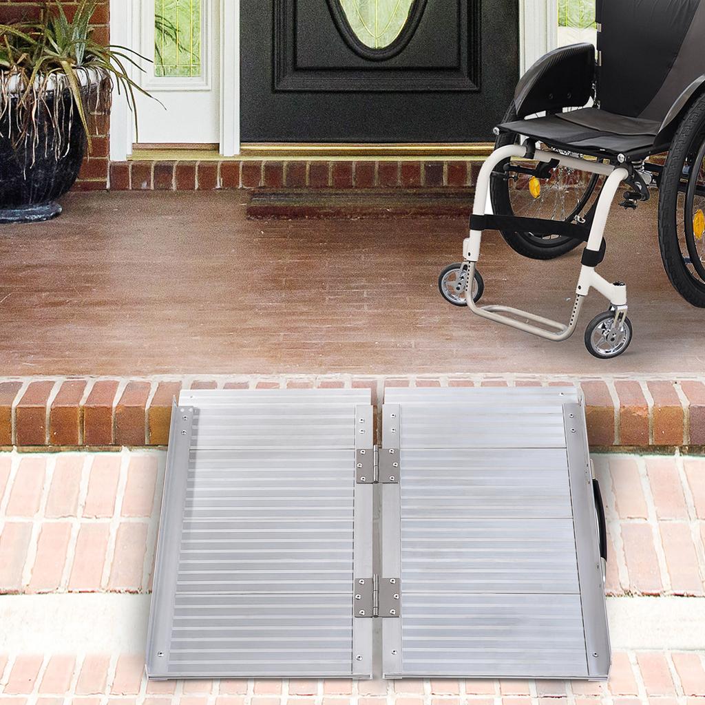 2Ft Folding Aluminum Wheelchair Ramp Scooter Portable Mobility Assist Suitcase Access Aid Disabled