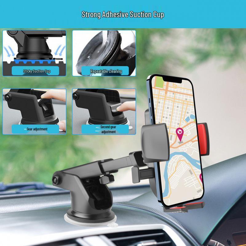 Car Phone Holder with Strong Suction Cup, Retractable Automatic Lock & 360° Rotation