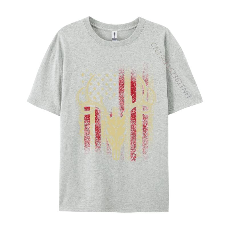 Unisex Clothing American Flag Deer Family Cotton Luxury Designer TShirts Tops Tees Slim Fit Casual Top TShirts