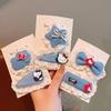 2Pcs Cartoon Sanrio Hello Kitty Hair Clip Cute Sweet Girls Headdress Set Denim Blue Bow Forehead Hairpin Kawaii Children Gifts