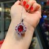 Jewelry Popular Simulation Red Glass Denier Pendant Ring 10 * 12 Stud Earrings 6 * 8 Set