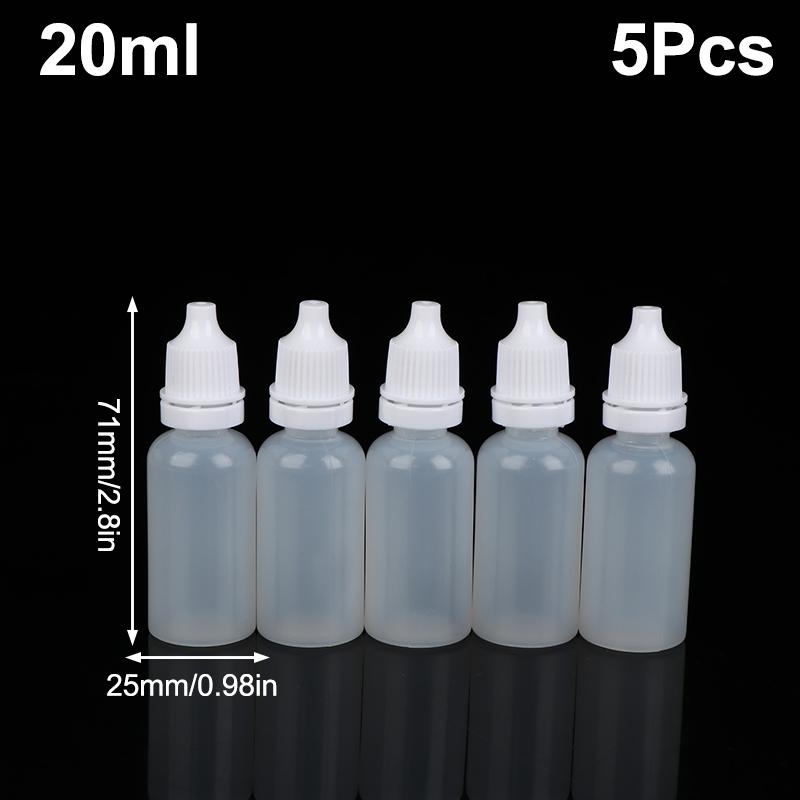5Pcs Empty Plastic Dropper Bottles 3/5/10/15/20/30/50/100ml Squeezable Refillable for Paint Beauty Oil Ink Cosmetics Storage