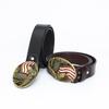 Fibbia Aquila in Bronzo Cintura in Pelle con Bandiera Americana - Accessorio di Moda da Uomo