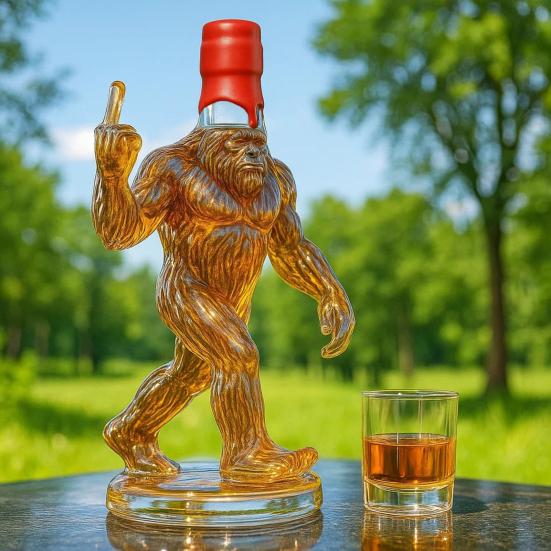 Savage Whiskey Bottle Decanter for Men Unique Wine Decanter Funny Savage Shaped Glass Quirky Gift for Sasquatch Enthusiasts