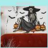 Halloween Hexe Skelett Wandaufkleber für Wohnzimmer und Schlafzimmer Dekor PVC Material