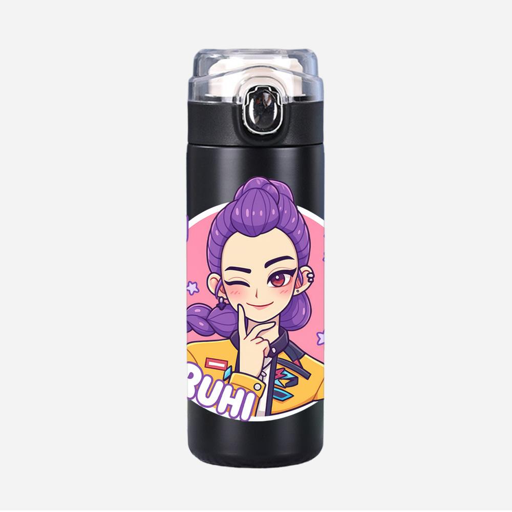 Anime K-Pop Demon Hunters Printed Thermos Cup Portable Stainless Steel 400Ml Water Bottle Leak Proof Camping Water Cup Kid Gift