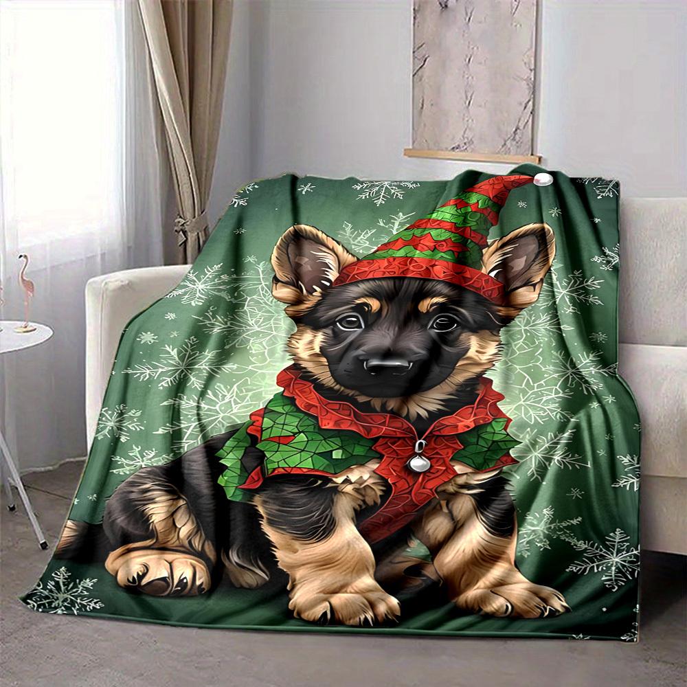 1pc Christmas Winter dog Blanket Lightweight Flannel Blanket Throw Blanket For Sofa, Bed, Travel, Camping, Livingroom, Couch, Chair, And Bed yy2509026