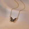 Butterfly Necklace with Color-Retaining Zircon - Fashionable, Versatile Women's Jewelry Accessory.