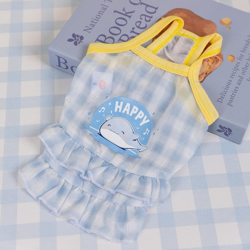 Primavera ed Estate Cane Carino Cartone Animato Cane Medio e Piccolo Gonna Salopette Gatto Gonna a Due Zampe Abito per Animali Domestici Vestiti per Cani