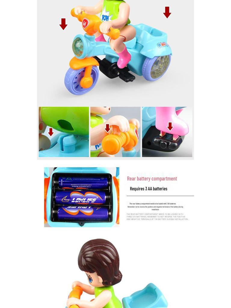 Elektrisches Dreirad für Kinder mit Musik, Lichtern und Cartoon-Design - Universelles Muldenkipper-Spielzeug für Jungen und Mädchen