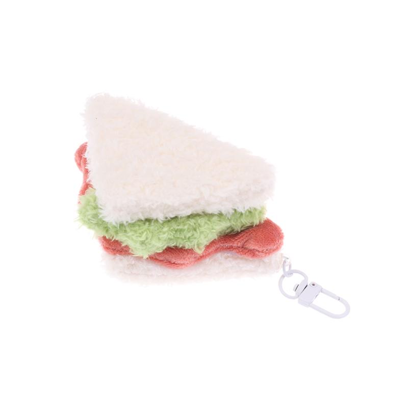 Kawaii Simulation Food Plush Keychain Creative Sandwich Hamburger Cake Keyring Bag Pendant Key Accessories Couple Gifts