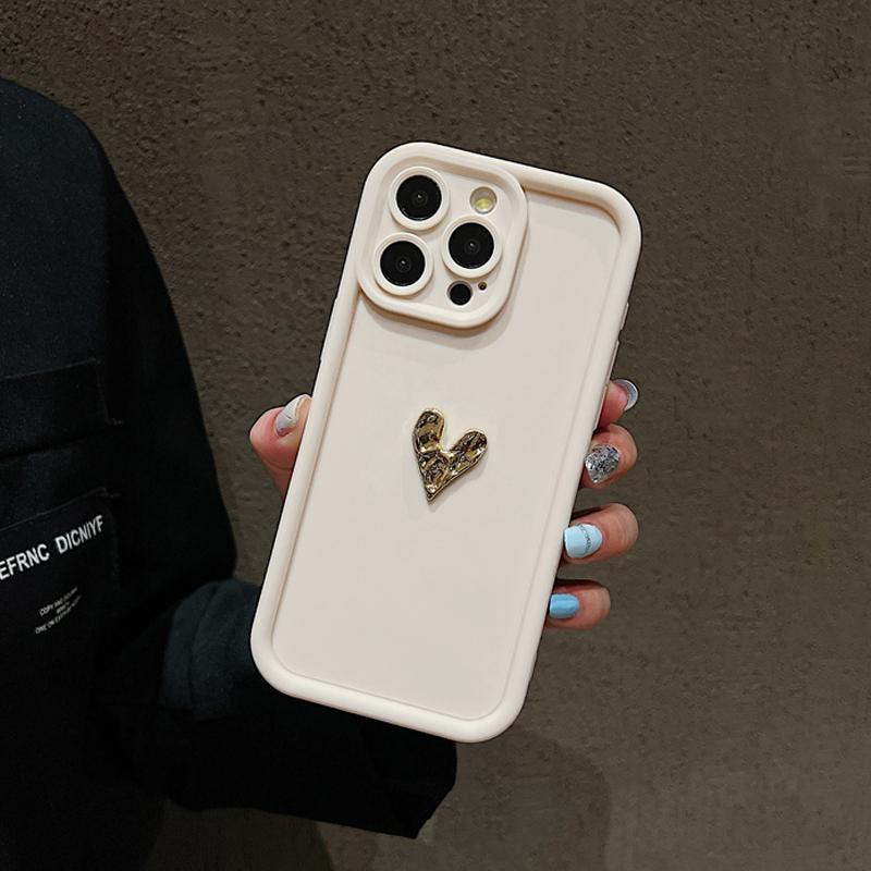 Glitter 3D Love Heart Silicone Soft Phone Case For iPhone 17 16 15 14 13 12 11 Pro Max 16 15 14 Plus 17Pro 16E Candy Matte Cover