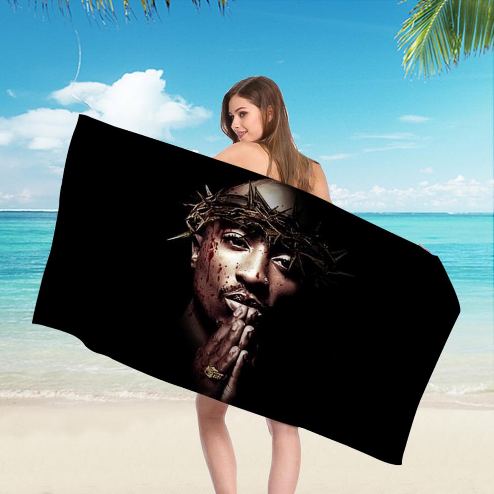 2PAC hip -hop singer Microfiber Beach Towel Absorbent Quick dry Soft Yoga Swimming Resort Mountain Climbing Towel