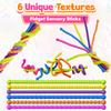 Textured Silicone Sensory Strings – 6-Pack Fidget Set, Bright Stretchy Noodles for Tactile & Sensory Play, Calming Focus