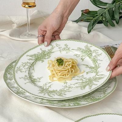 Piatto da pranzo in stile retrò cinese Piatto in ceramica verde creativo di alta gamma Squisito vassoio da dessert per frutta Stoviglie per la casa